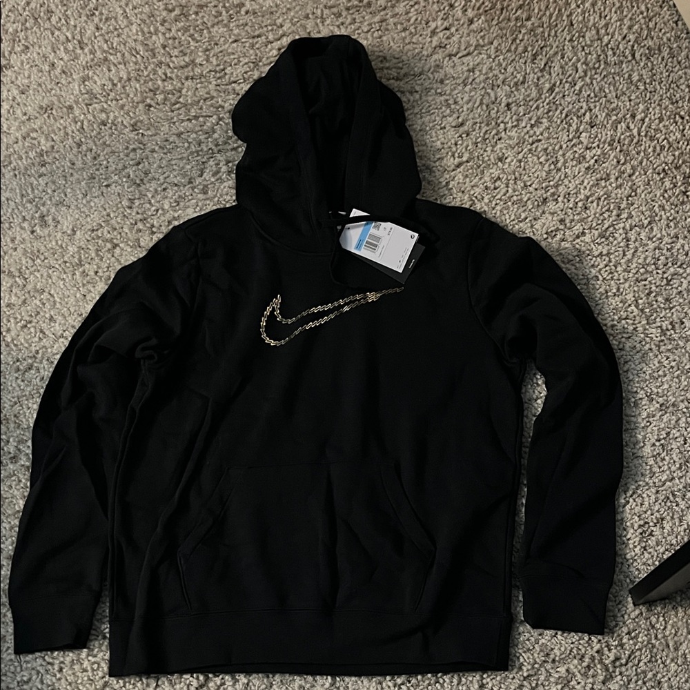 Nike Black Hoodie with Metallic Logo
